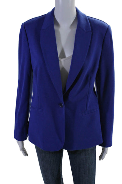 Lilly Pulitzer Womens Single Button Pointed Lapel Knit Blazer Jacket Blue Large