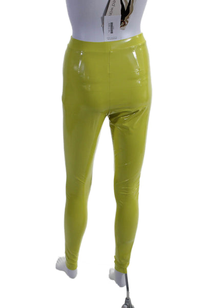 Naked Wardrobe Women's Elastic Waist Full Length Leggings Neon Green Size S