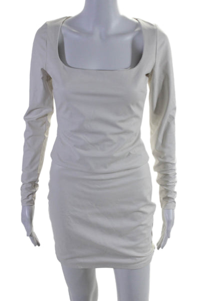 Naked Wardrobe Women's Long Sleeves Two Piece Faux Leather Set White Size M