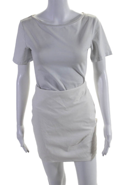 Naked Wardrobe Women's Long Sleeves Two Piece Faux Leather Set White Size M