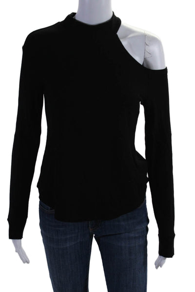 Generation Love Womens High Neck Long Sleeve 1 Shoulder Blouse Top Black Size XS