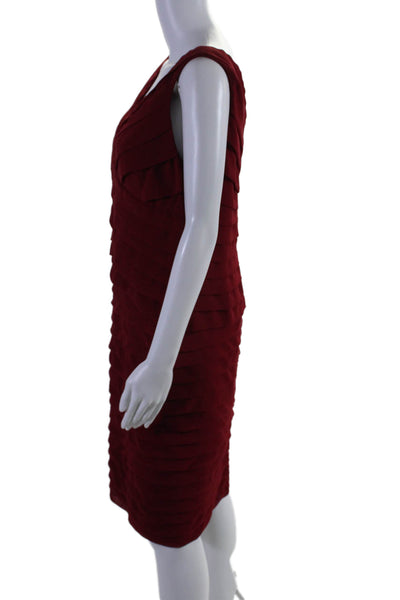 Adrianna Papell Womens Back Zip Sleeveless V Neck Tiered Dress Red Size 14