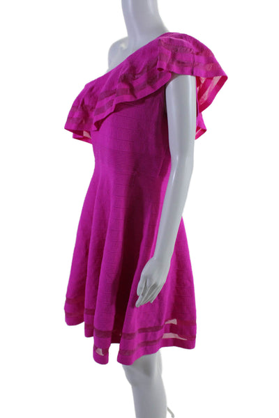 Ted Baker London Womens Ruffled One Shoulder A Line Dress Pink Size 5