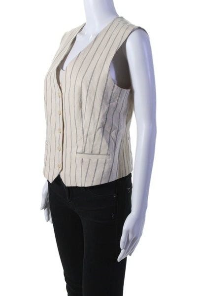 Selected Femme Womens Striped Button Down Sleeveless Vest White Black Size EUR 3