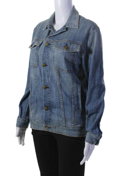 Current/Elliott Womens Denim Button Down Oversized Trucker Jacket Blue Size 0