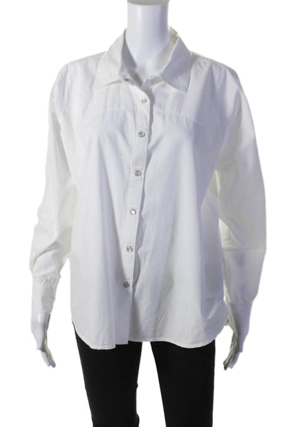 Roller Rabbit Womens Long Sleeves Button Down Shirt White Cotton Size Medium