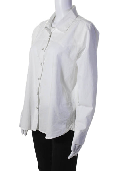 Roller Rabbit Womens Long Sleeves Button Down Shirt White Cotton Size Medium