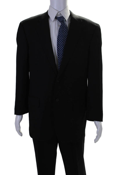 Zanella Mens Wool Black Two Button Long Sleeve Blazer Pants Suit Set Size 40 34