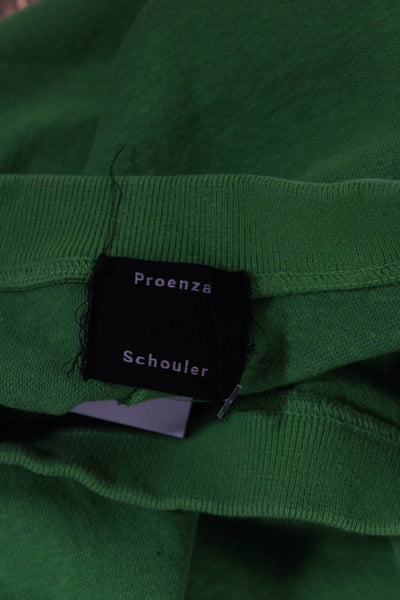 Proenza Schouler Womens Cotton Short Sleeve Round Neck Basic Top Green Size XS