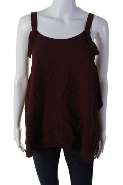 Helmut Lang Womens Scoop Neck Half Sleeve Strappy Blouse Burgundy Size XS