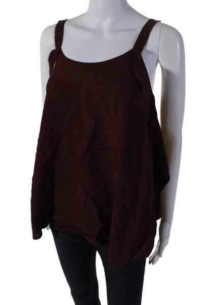 Helmut Lang Womens Scoop Neck Half Sleeve Strappy Blouse Burgundy Size XS