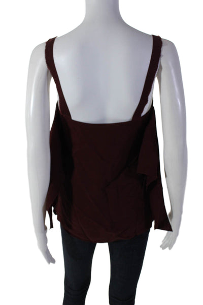 Helmut Lang Womens Scoop Neck Half Sleeve Strappy Blouse Burgundy Size XS