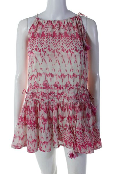 Christophe Sauvat Women's Sleeveless Tassel Tiered Mini Dress Pink Size XS