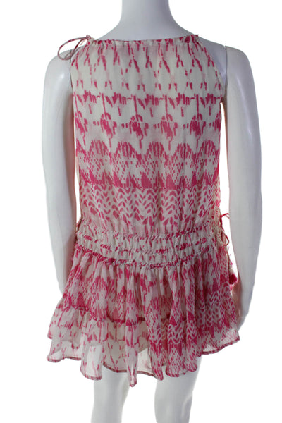 Christophe Sauvat Women's Sleeveless Tassel Tiered Mini Dress Pink Size XS