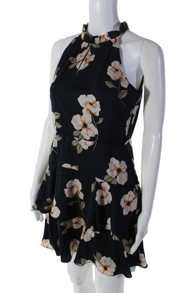 BB Dakota Women's Round Neck Sleeveless Ruffle Mini Dress Floral Size 8