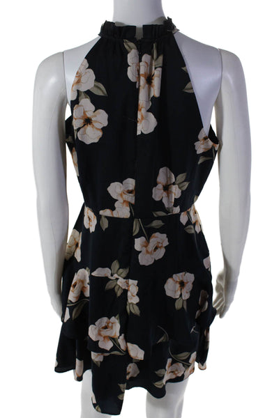 BB Dakota Women's Round Neck Sleeveless Ruffle Mini Dress Floral Size 8