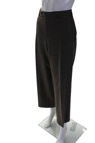 Canali Women's Button Closure Flat Front Straight Leg Dress Pants Brown Size 25