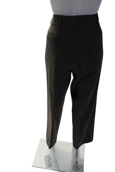 Canali Women's Button Closure Flat Front Straight Leg Dress Pants Brown Size 25