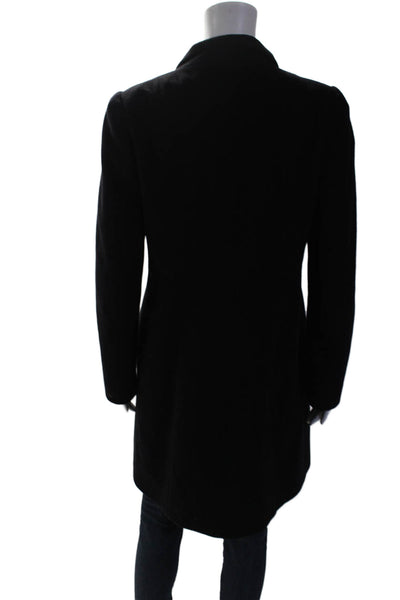 Cinzia Rocca Women's Collared Long Sleeves Double Breast Wool Coat Black Size M