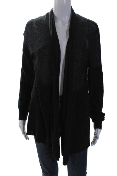 Magaschoni Womens Knit Long Sleeve Open Front Cardigan Sweater Black Size L