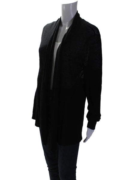 Magaschoni Womens Knit Long Sleeve Open Front Cardigan Sweater Black Size L