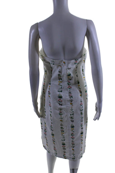 Adam Lippes Collective Womens Strapless Printed Twill Dress White Size 2 1659778
