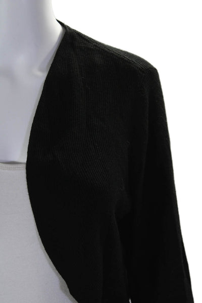 Lafayette 148 New York Womens Ribbed Long Sleeves Cardigan Sweater Black Size La