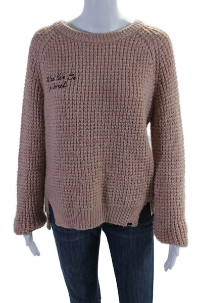 Obey N 89 Women's Round Neck Long Sleeves Chunky Knit Sweater Blush Size M