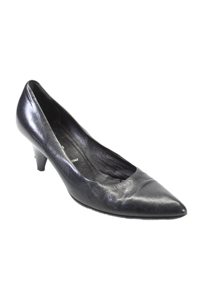 Prada Womens Leather Pointed Toe Slide On Classic Pumps Black Size 37.5 7.5