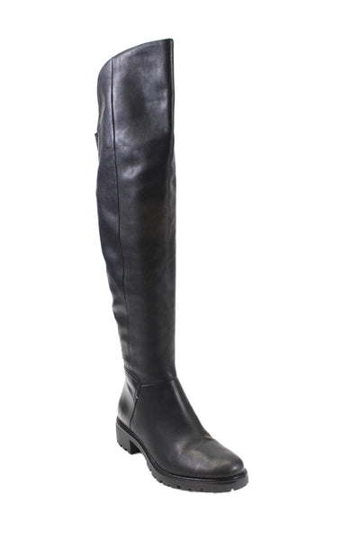 Cole Haan Womens Leather Over The Knee Zip Up Waterproof Boots Black Size 5 B