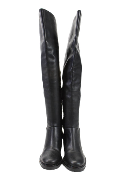 Cole Haan Womens Leather Over The Knee Zip Up Waterproof Boots Black Size 5 B