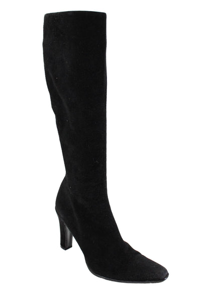 Ralph Lauren Collection Womens Knee High Zipped Block Heel Boots Black Size 8