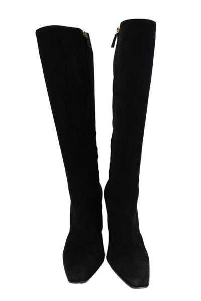 Ralph Lauren Collection Womens Knee High Zipped Block Heel Boots Black Size 8