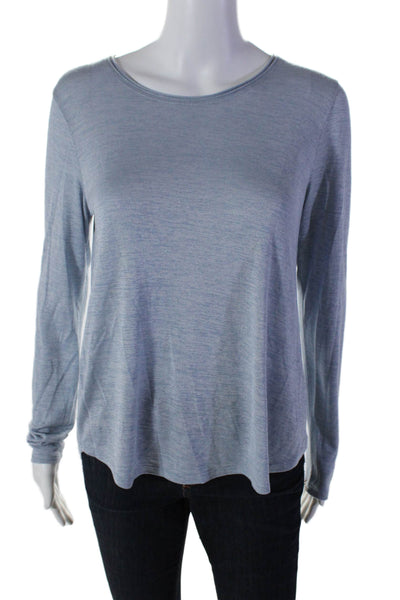 Vince Womens Long Sleeve Scoop Neck Solid Top Blue Size S