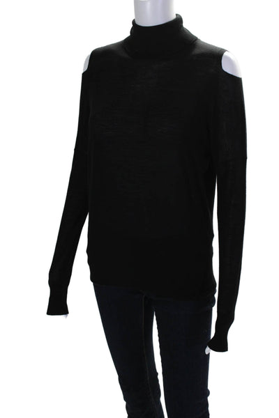 Vince Womens Turtleneck Long Sleeve Slit Pullover Top Black Size XS