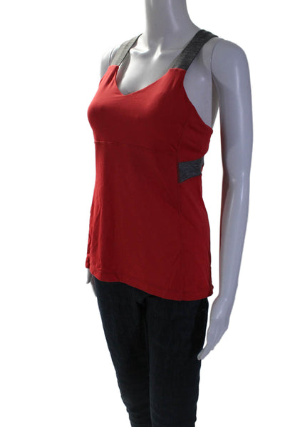 Lululemon Womens Cross Strap V Neck Athletic Tank Top Red Gray Size 8