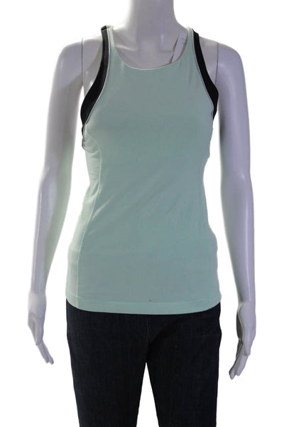 Lululemon Womens Scoop Neck Strappy Back Tank Top Mint Green Black Size 6