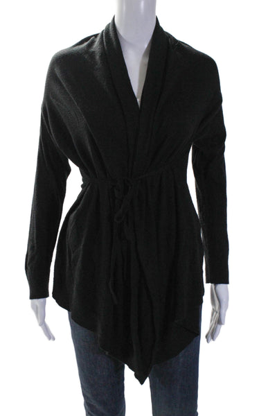 Vince Womens Long Sleeve Belted V Nekc Cardigan Sweater Black Size Medium