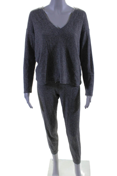 Monrow Womens Long Sleeves Crew Neck Sweat Suit Gray Size Extra Small/Small