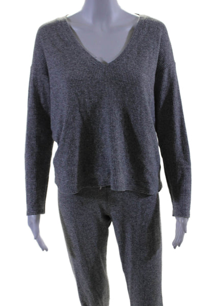 Monrow Womens Long Sleeves Crew Neck Sweat Suit Gray Size Extra Small/Small