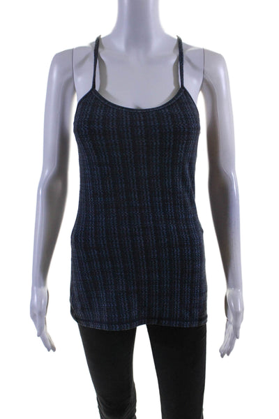 Lululemon Womens Striped Scoop Neck Padded Athletic Tank Blue Size S