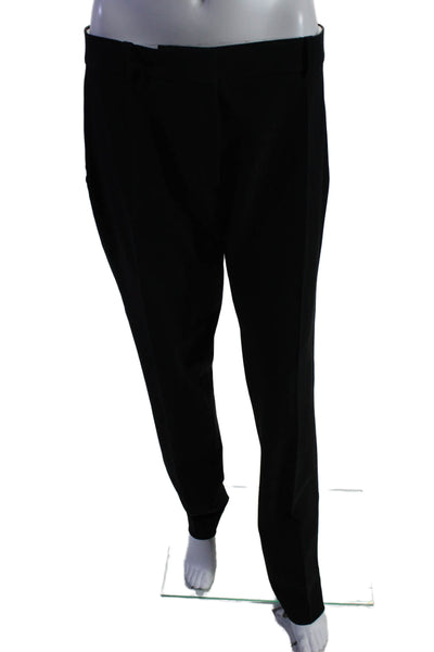 Joseph Womens Wool Hook & Eye Flat Front Zip Straight Trousers Black Size EUR 42