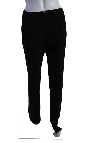 Donna Karan Womens Wool Stripe Trim Elastic Waist Back Zipped Pants Black Size S