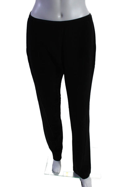 Donna Karan Womens Wool Striped Trimmed Back Zip Straight Leg Pants Black Size M