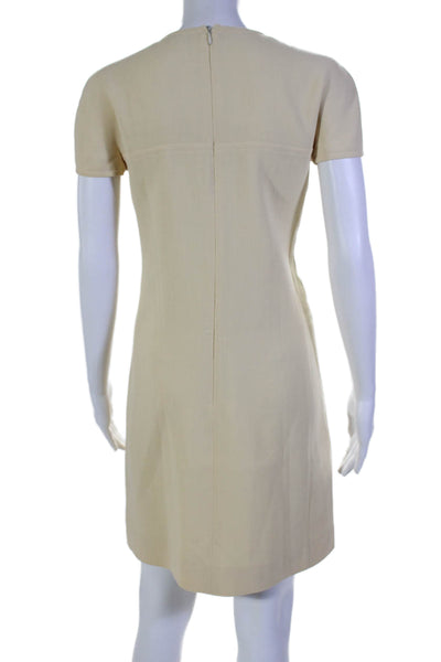 Calvin Klein Womens Wool Cap Sleeve Round Neck Zipped Dress Yellow SIze 8