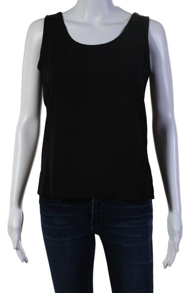 Eileen Fisher Womens Silk Sleeveless Round Neck Tank Top Black Size XS