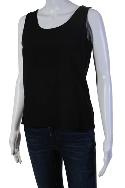 Eileen Fisher Womens Silk Sleeveless Round Neck Tank Top Black Size XS