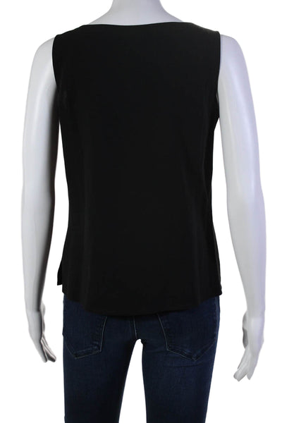 Eileen Fisher Womens Silk Sleeveless Round Neck Tank Top Black Size XS