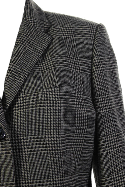 Ralph Lauren Womens Wool Checkered Long Sleeve Buttoned Coat Brown Size 8