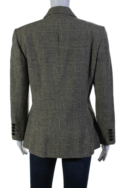 Ralph Lauren Womens Wool Checkered Long Sleeve Buttoned Coat Brown Size 8